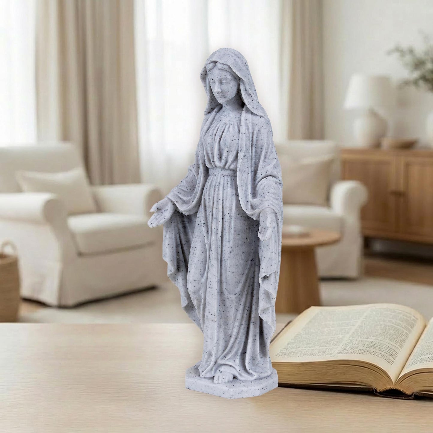 The Blessed Virgin Mary Statue | White Stone-Like Finishing