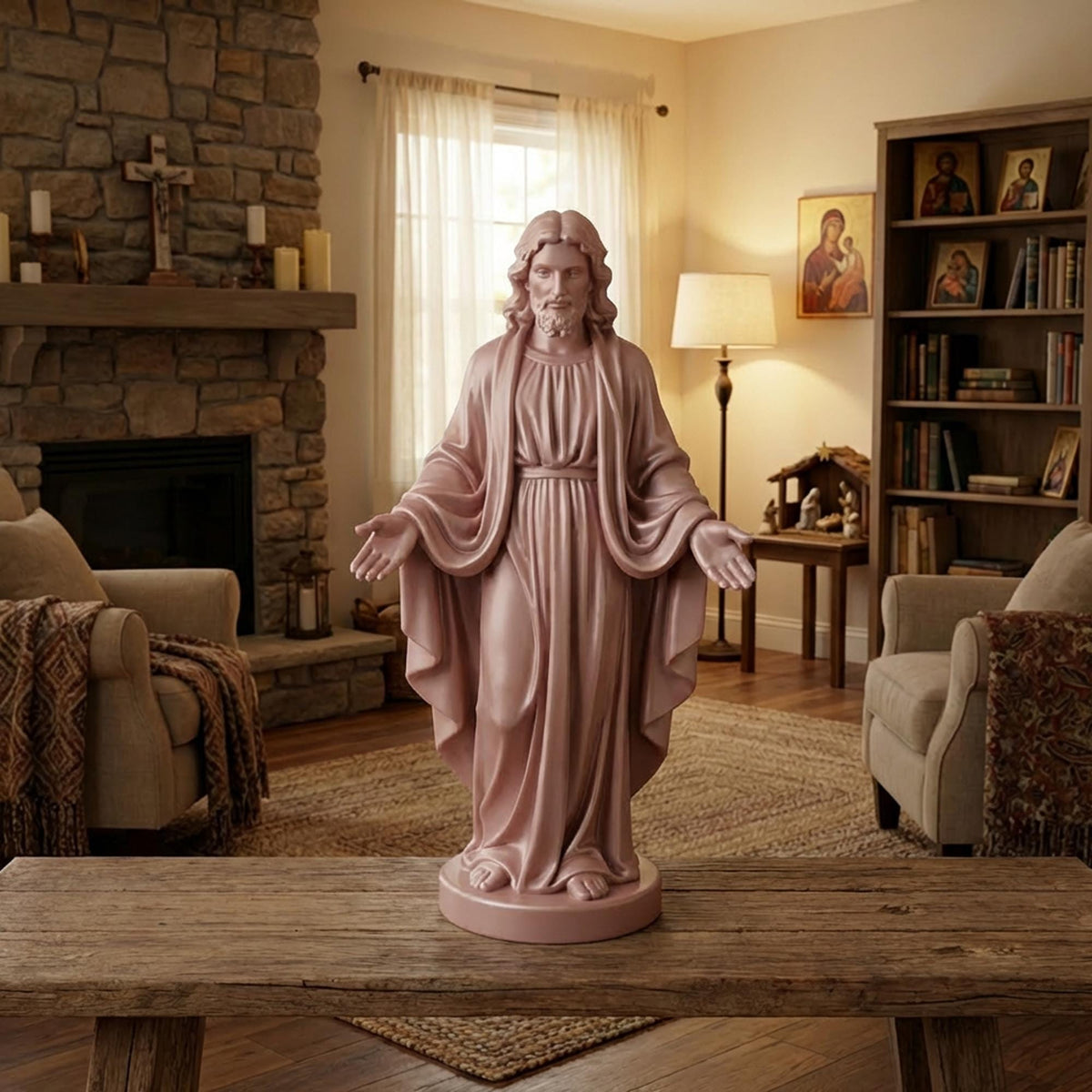 Jesus Statue | Wood-Like Finishing Texture