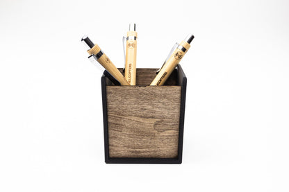 Pen Holder With Laser Engraved Wood | Custom Office Gift