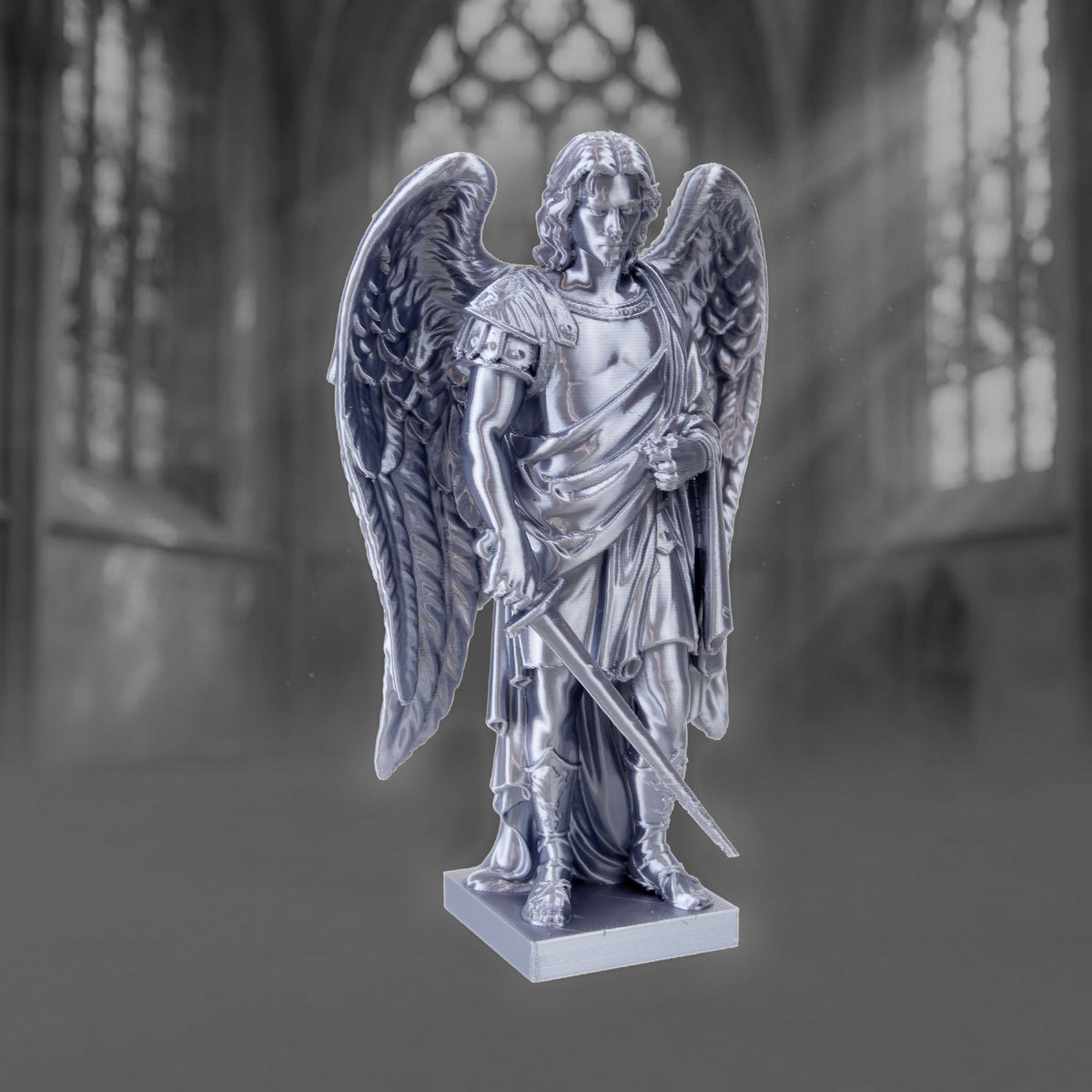 Archangel Michael Statue | Silver Silk-Like Finishing