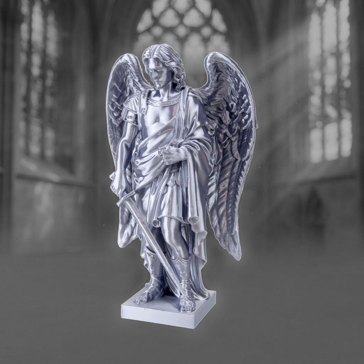 Archangel Michael Statue | Silver Silk-Like Finishing