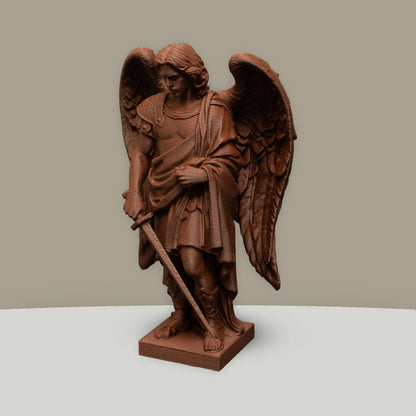 Archangel Michael Statue | Wood-Like Finishing Texture