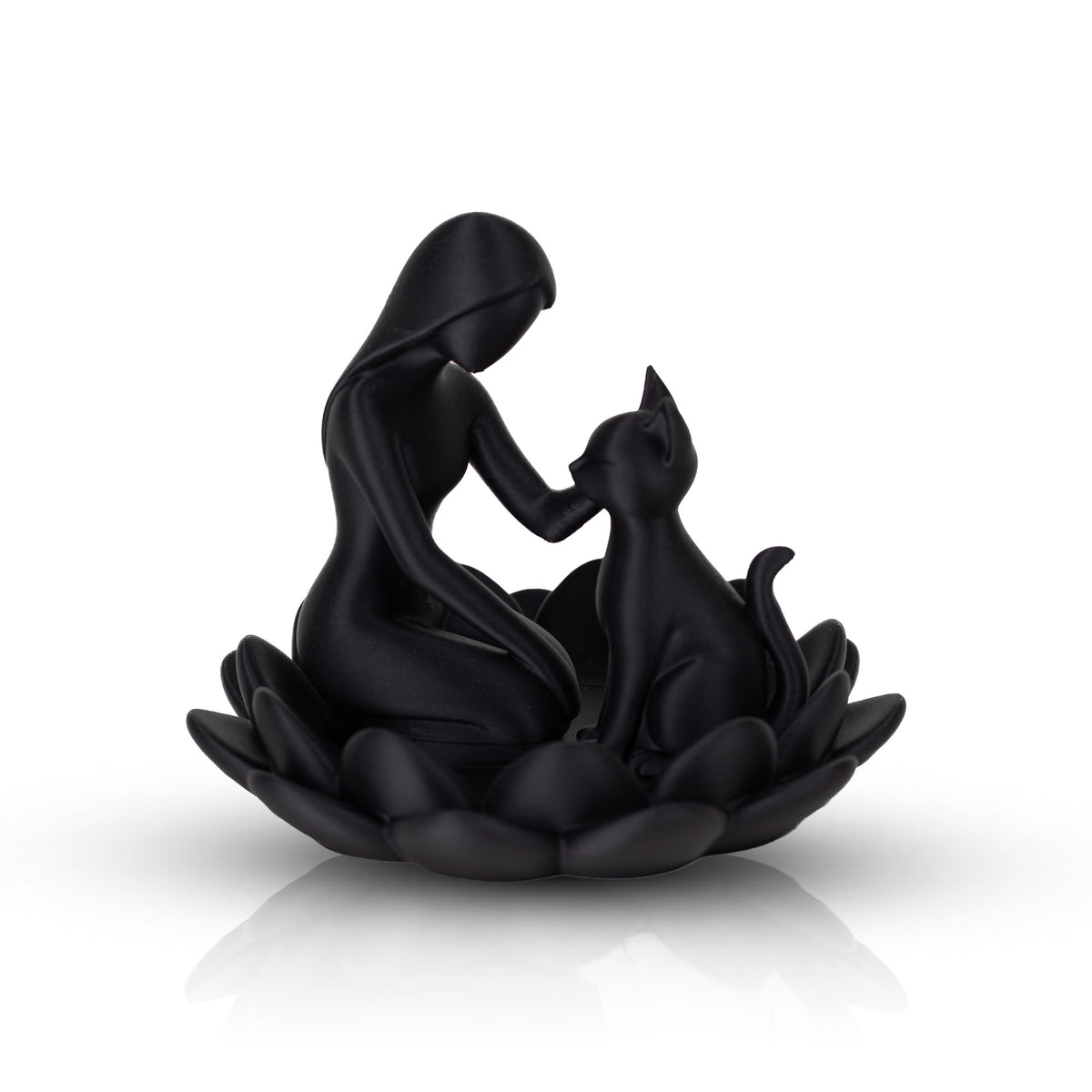 Modern Cat Lover Jewelry Holder | Minimalist Decorative Tray with Woman & Cat Sculpture, Elegant Home Decor
