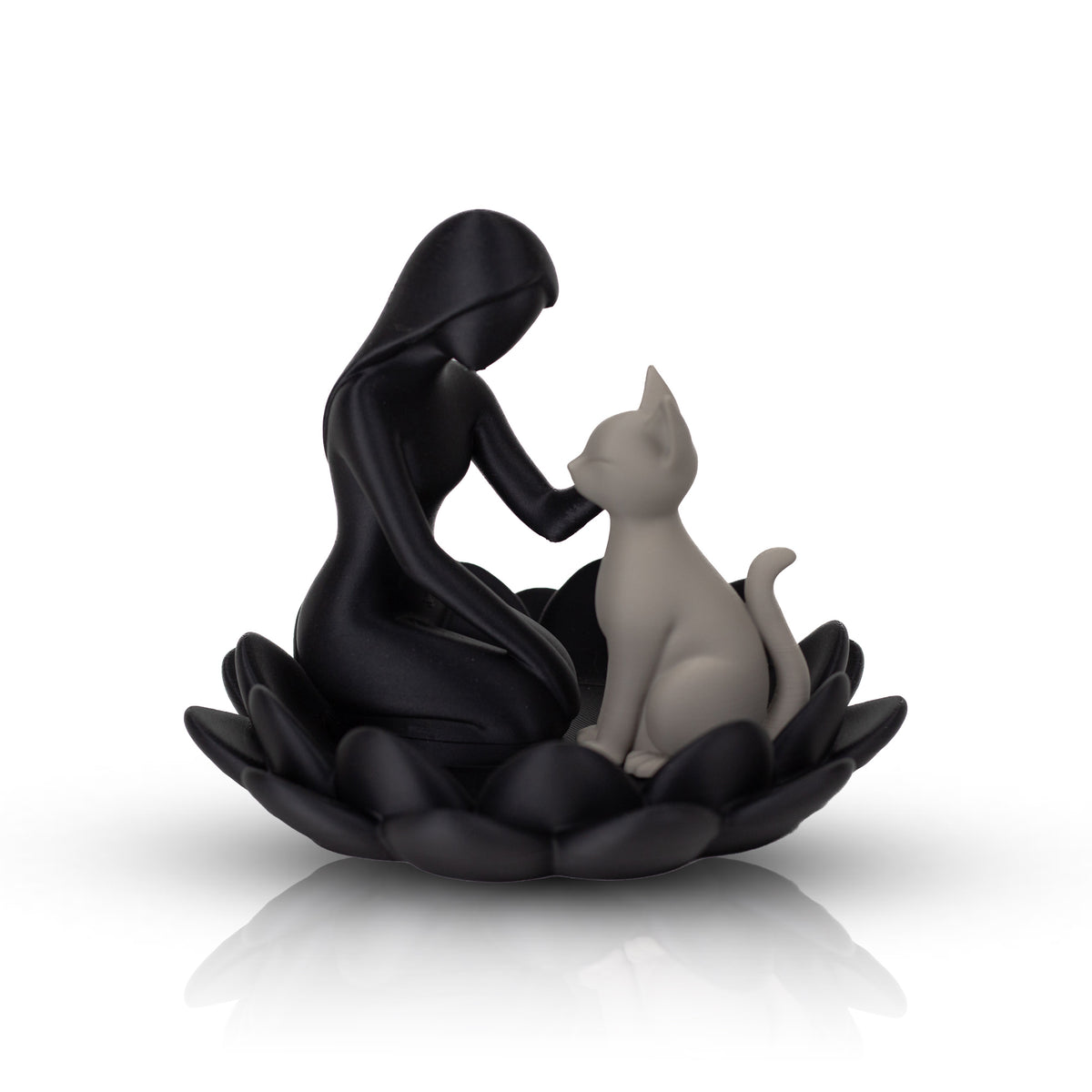 Modern Cat Lover Jewelry Holder | Minimalist Decorative Tray with Woman & Cat Sculpture, Elegant Home Decor