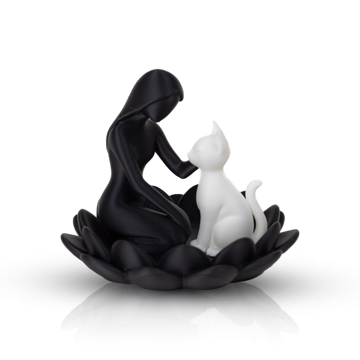 Modern Cat Lover Jewelry Holder | Minimalist Decorative Tray with Woman & Cat Sculpture, Elegant Home Decor