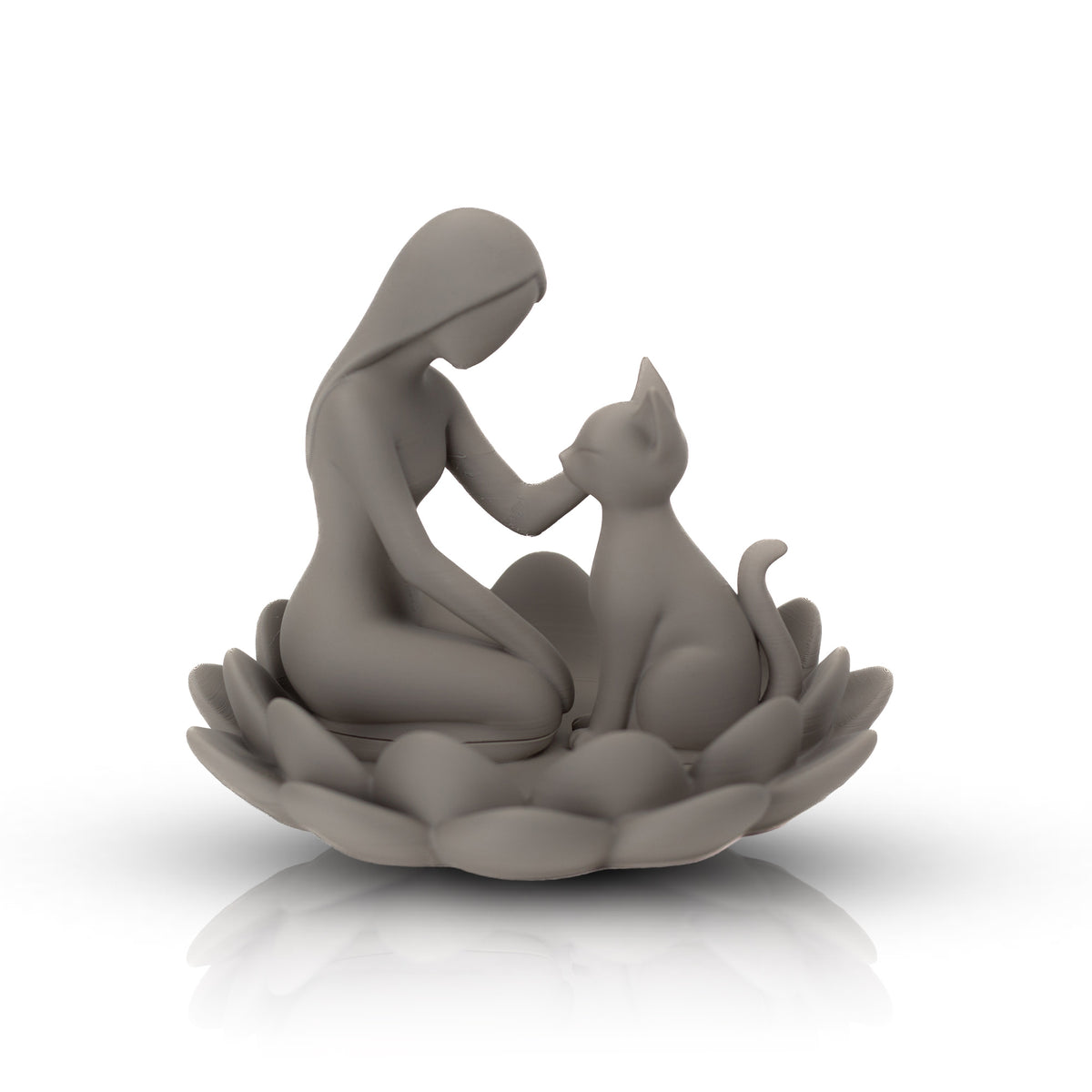 Modern Cat Lover Jewelry Holder | Minimalist Decorative Tray with Woman & Cat Sculpture, Elegant Home Decor