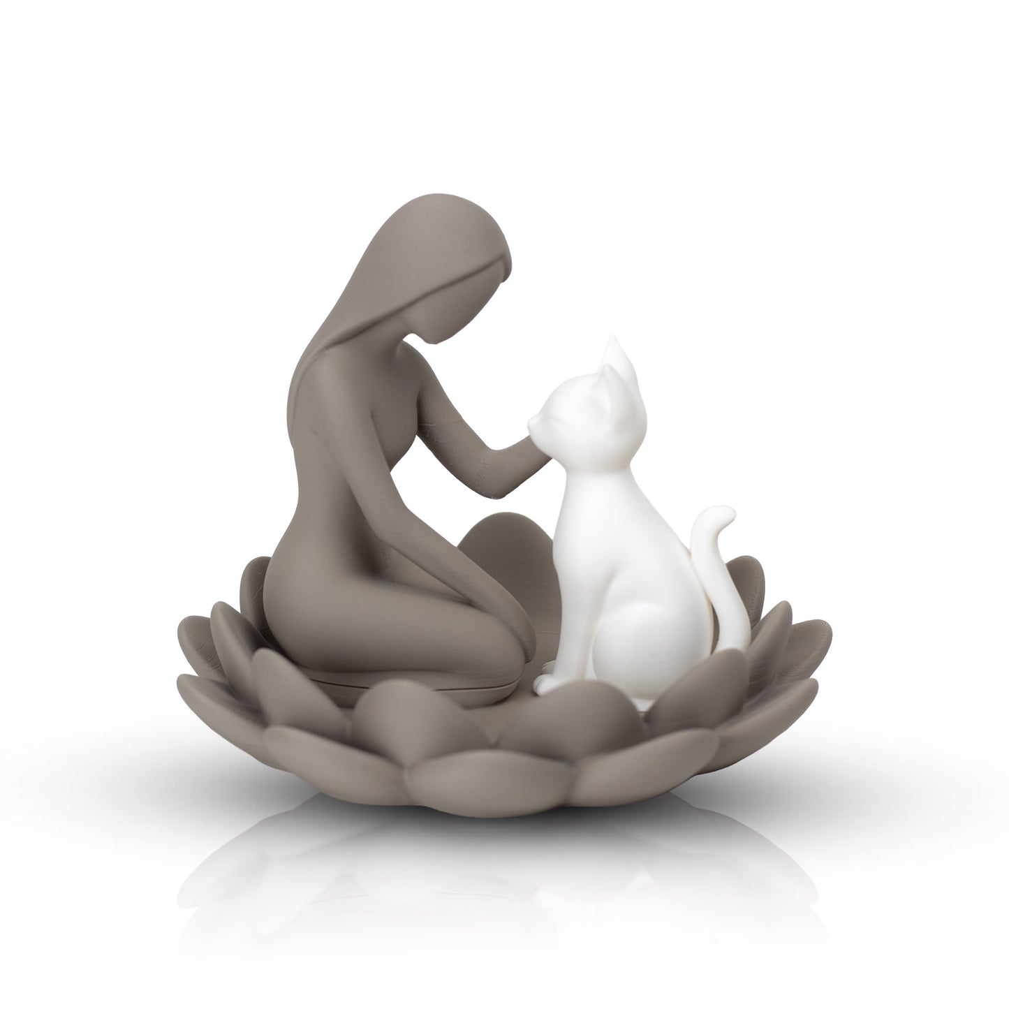 Modern Cat Lover Jewelry Holder | Minimalist Decorative Tray with Woman & Cat Sculpture, Elegant Home Decor