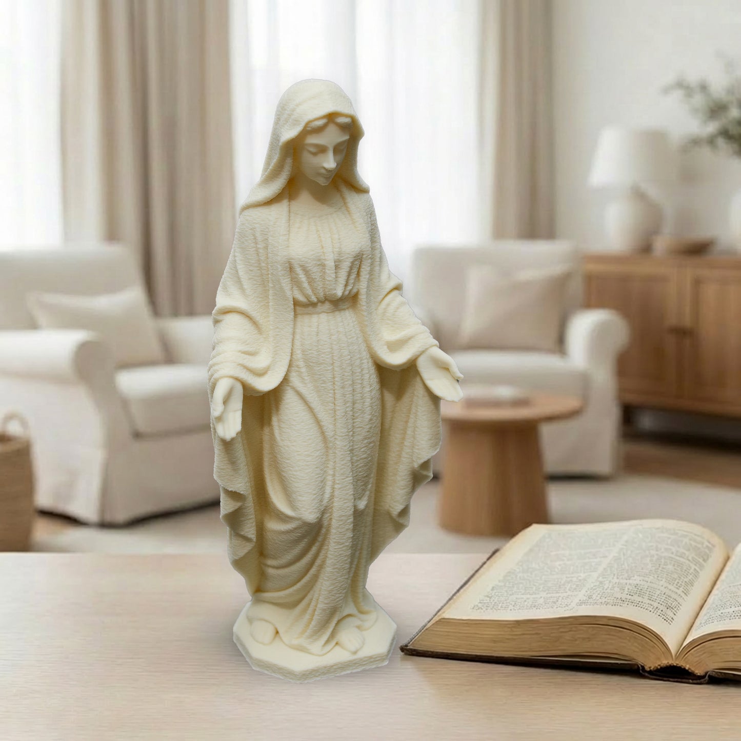 Virgin Mary Statue | White or Beige Cotton Finish