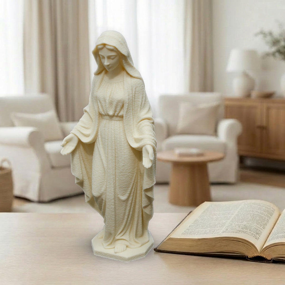 Virgin Mary Statue | White or Beige Cotton Finish
