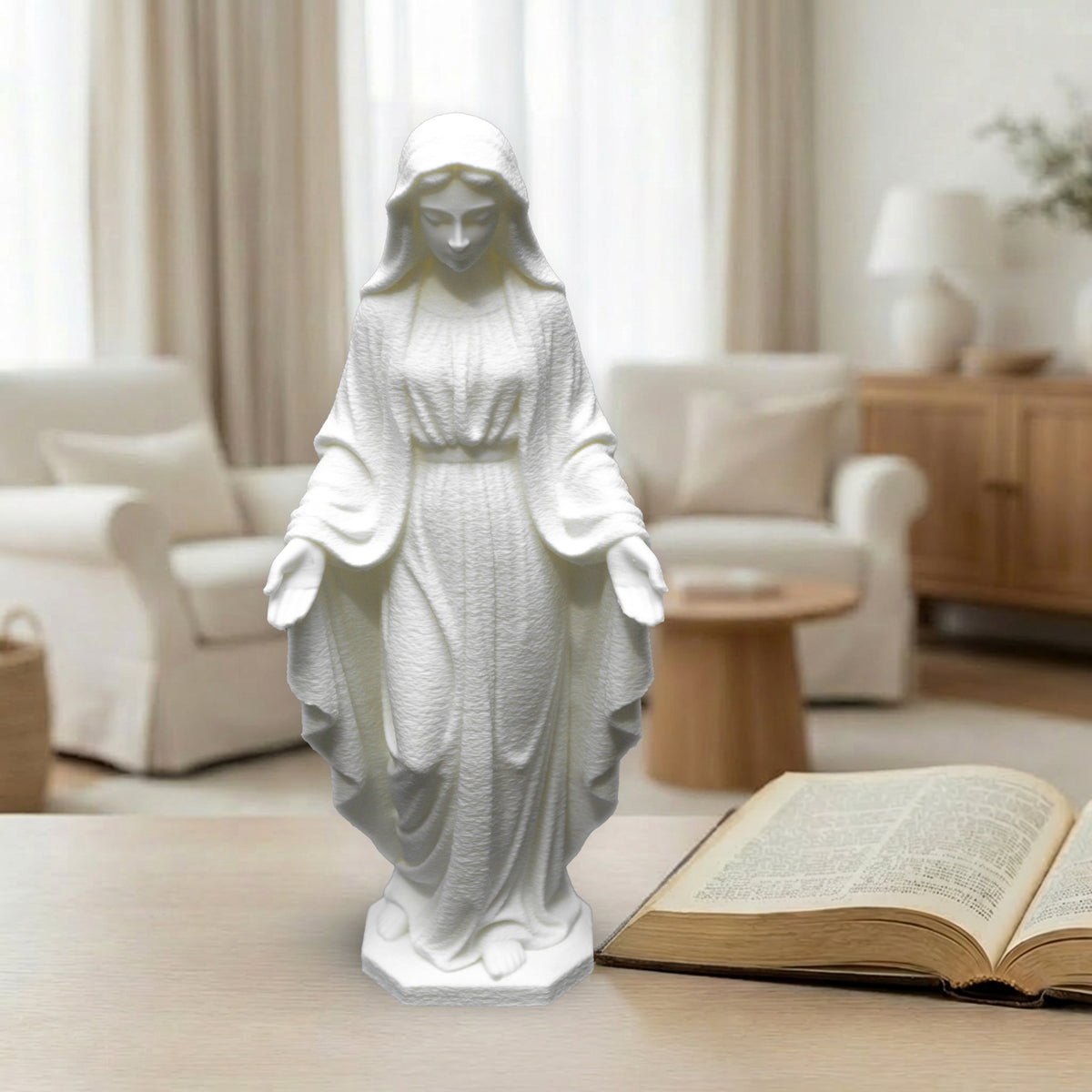 Virgin Mary Statue | White or Beige Cotton Finish