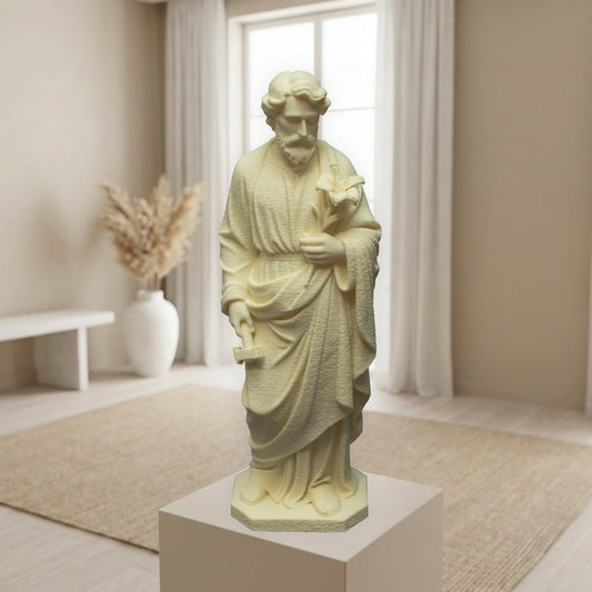 Saint Joseph with Lilies | White or Beige Cotton Finish