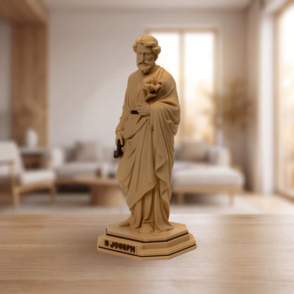 Saint Joseph Statue with Lilies, Maple Wood Finish, 6-10 Inch, Catholic Gift
