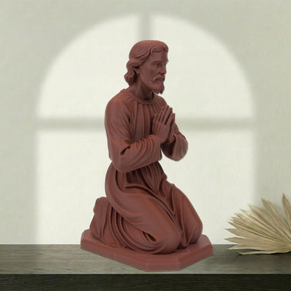 Saint Joseph Kneeling Statue | Wood-Like Finishing Texture