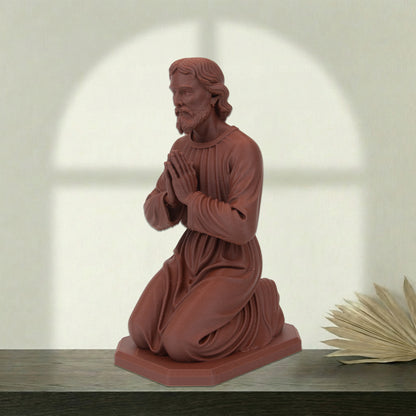 Saint Joseph Kneeling Statue | Wood-Like Finishing Texture
