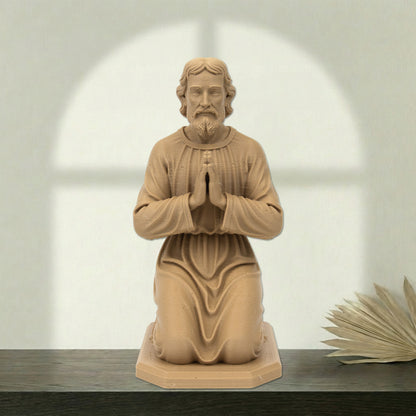 Saint Joseph Kneeling Statue | Wood-Like Finishing Texture