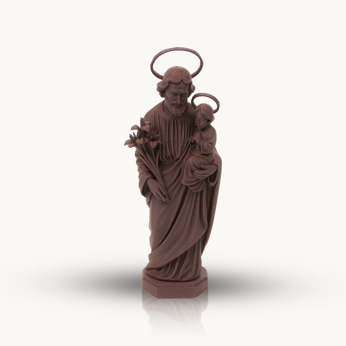 Saint Joseph with Lilies | Multiple Sizes (6"-10") | Traditional Catholic Statue | Walnut or Maple Wood Finish
