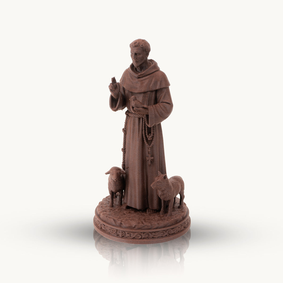 Saint Francis of Assisi Statue with Wolf, Wood Finish, 6-10 Inch, Catholic Gift