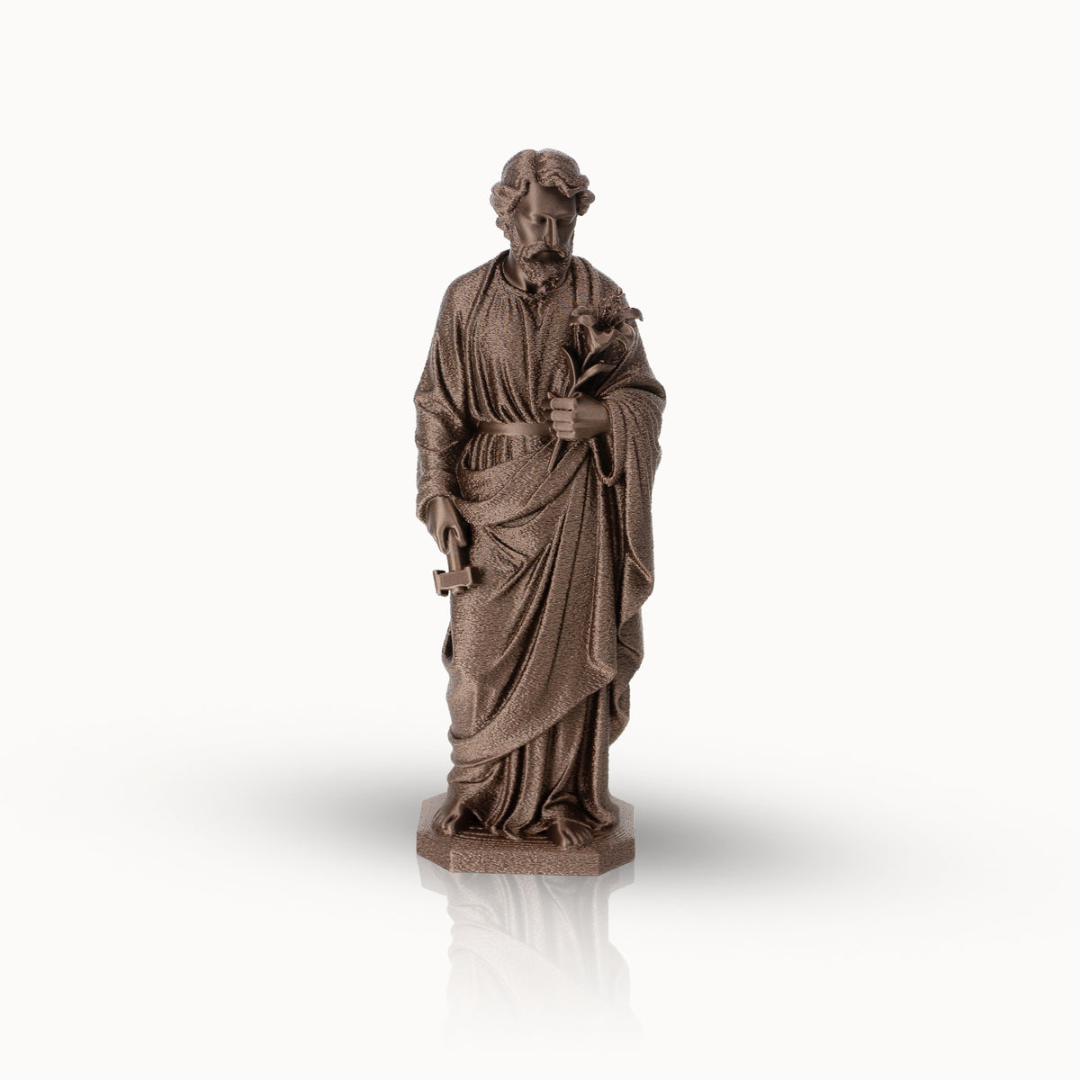 Saint Joseph Holding Lilies Statue | Copper-Like Finishing | 6" & 10" Sizes