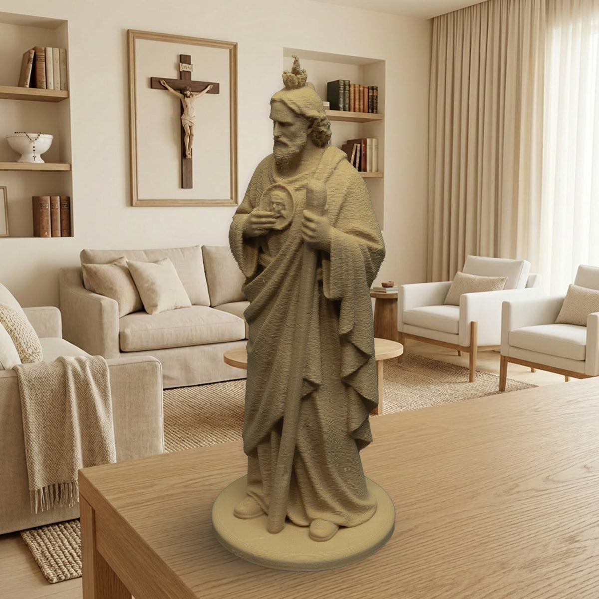 Saint Jude Thaddeus | Multiple Sizes (6"-10") | Traditional Catholic Statue | Maple Wood Finish
