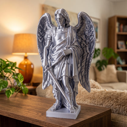 Saint Michael the Archangel With Sword Statue, Copper or Silver Finish, 6-10 Inch, Catholic Gift