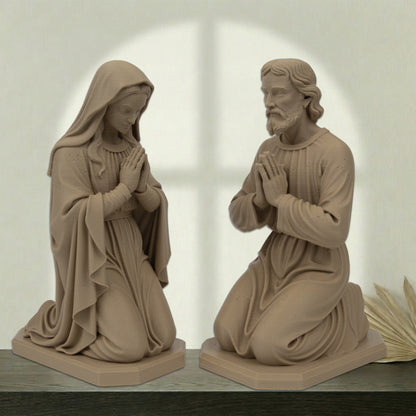 Virgin Mary Kneeling Statue | Wood-Like Finishing Texture