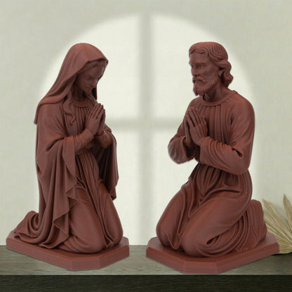 Virgin Mary Kneeling Statue | Wood-Like Finishing Texture