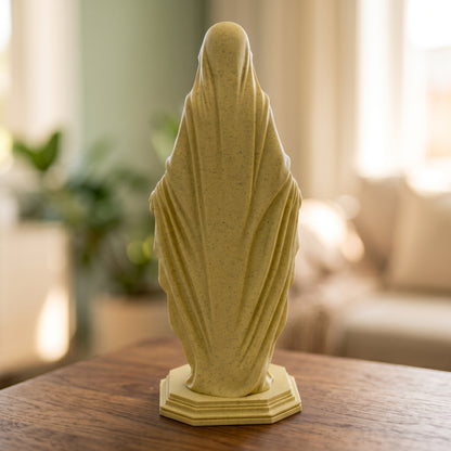 Blessed Virgin Mary Statue, White or Sandstone Marble Look Finish, 6-10 Inch, Catholic Gift