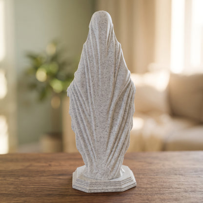 Blessed Virgin Mary Statue, White or Sandstone Marble Look Finish, 6-10 Inch, Catholic Gift