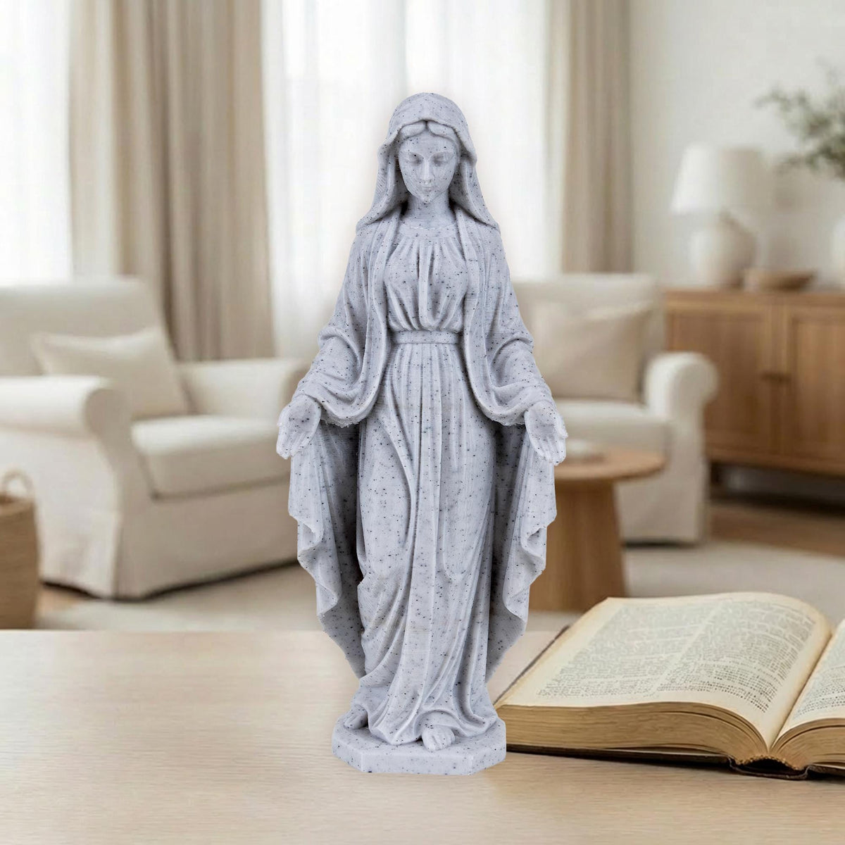 The Blessed Virgin Mary Statue | White Stone-Like Finishing