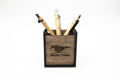 Pen Holder With Laser Engraved Wood | Custom Office Gift