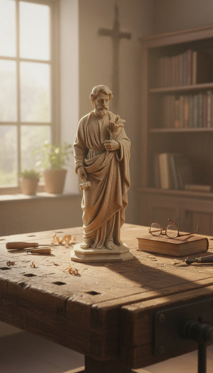 Saint Joseph Holding Lilies Statue | Wood-Like Finishing Texture